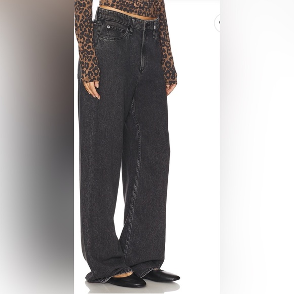 rag & bone Pants - Rag & Bone sz 27 Logan Mid Rise Anglique Wide Leg black Denim Jeans